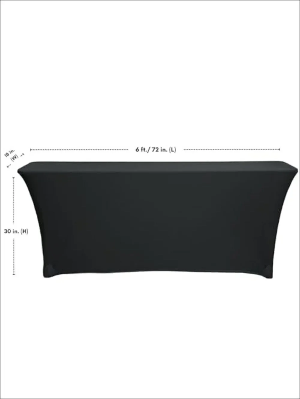 Spandex 6 Ft x 18 Inches Rectangular Training Tablecloth - Black